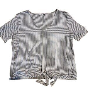Madewell V-Neckline Tie Front Shirt - White w Blue Stripes - Super Cute!